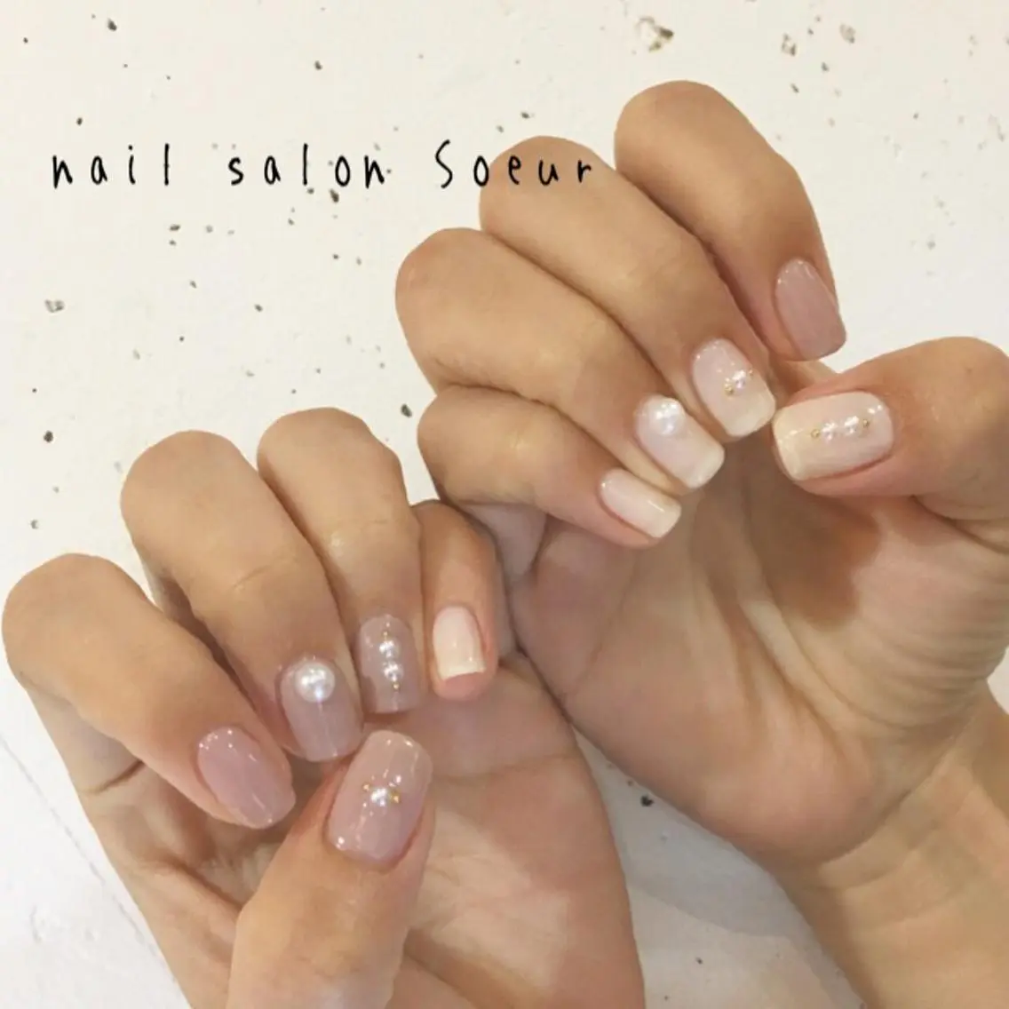 ネイル ワンカラーネイル ストーンネイル nail salon Soeurのネイルデザイン