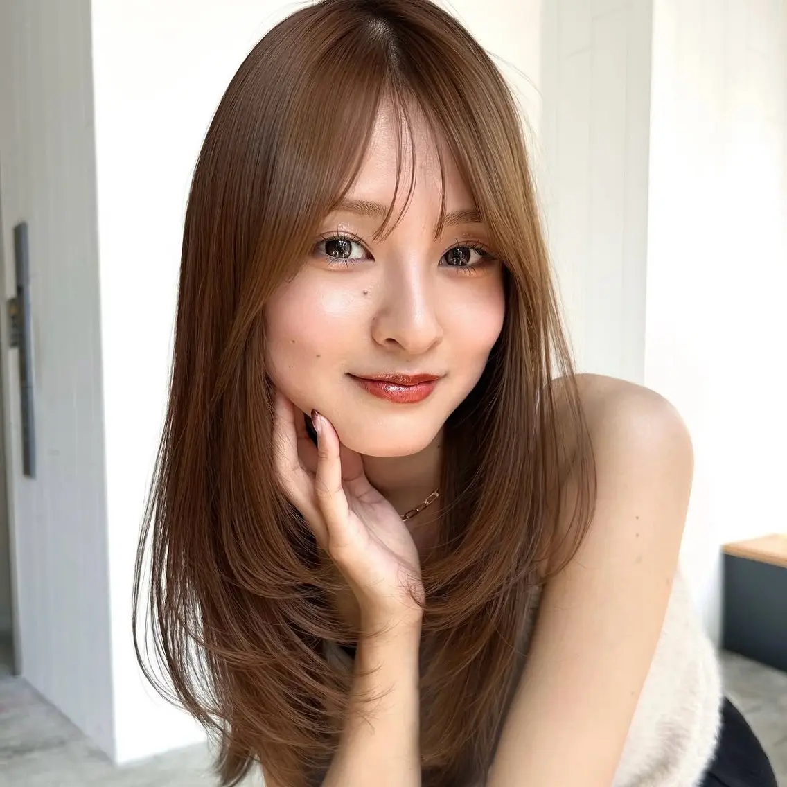 セミロング レイヤーカット 似合わせカット ボブ特化 /ハイトーン【あい】のヘアスタイル