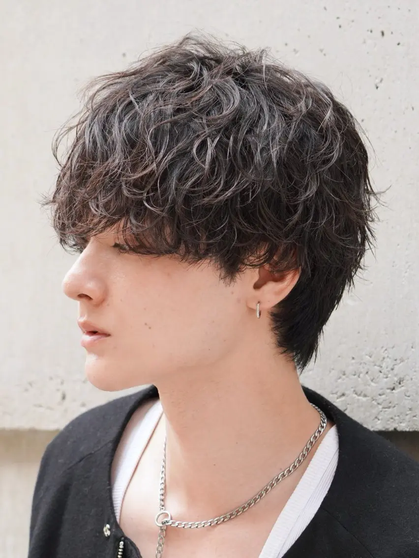 パーマ メンズ メンズカットパーマ/ ショート/ウルフとしのヘアスタイル