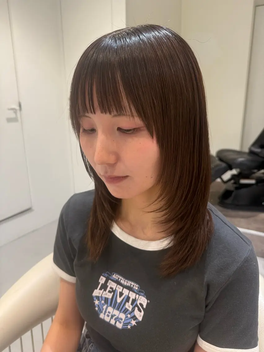セミロング カラー ブラウンカラー 透明感カラー 顔まわりレイヤー レイヤーカット トリートメント カット ヘアカラー トリートメント 💎透明感カラー特化 💎TAISEIのヘアスタイル