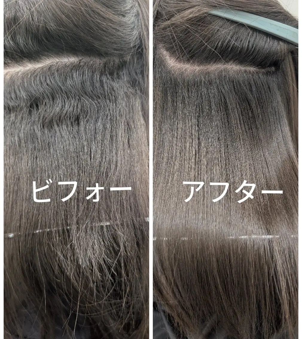 ロング 縮毛矯正 カット 縮毛矯正 トリートメント 艶髪／ミントカラー／ 肌が綺麗に見えるお色のヘアスタイル