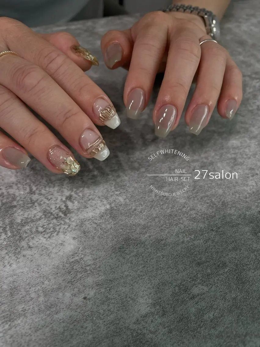ネイル ニュアンスネイル 夏ネイル ハンドネイル 27salon yuinaのネイルデザイン