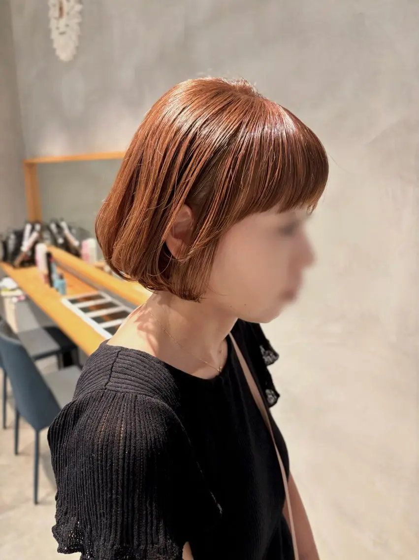 ショート オレンジブラウン ボブ カット ヘアカラー レイヤー/髪質改善 🎀新谷ハルヒ🎀のヘアスタイル