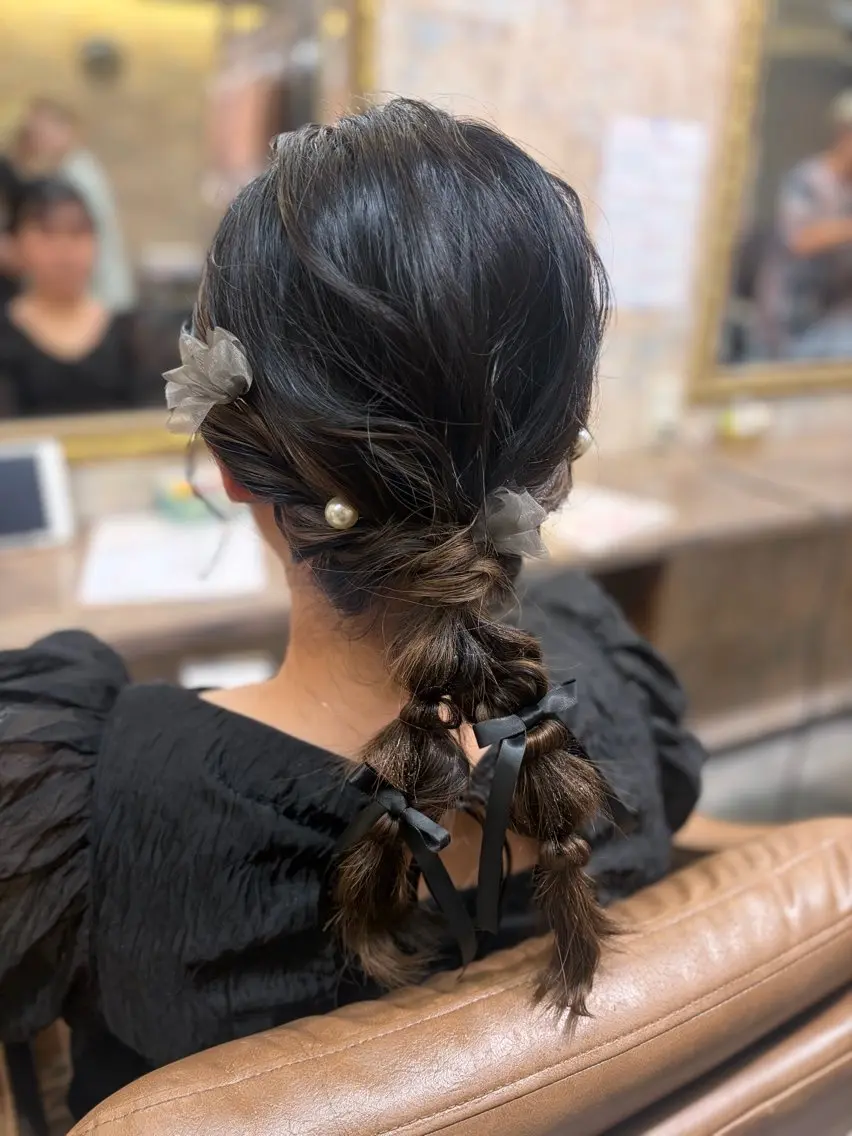セミロング ヘアアレンジ 結婚式・ブライダル ヘアセット 前田 みのりのヘアスタイル