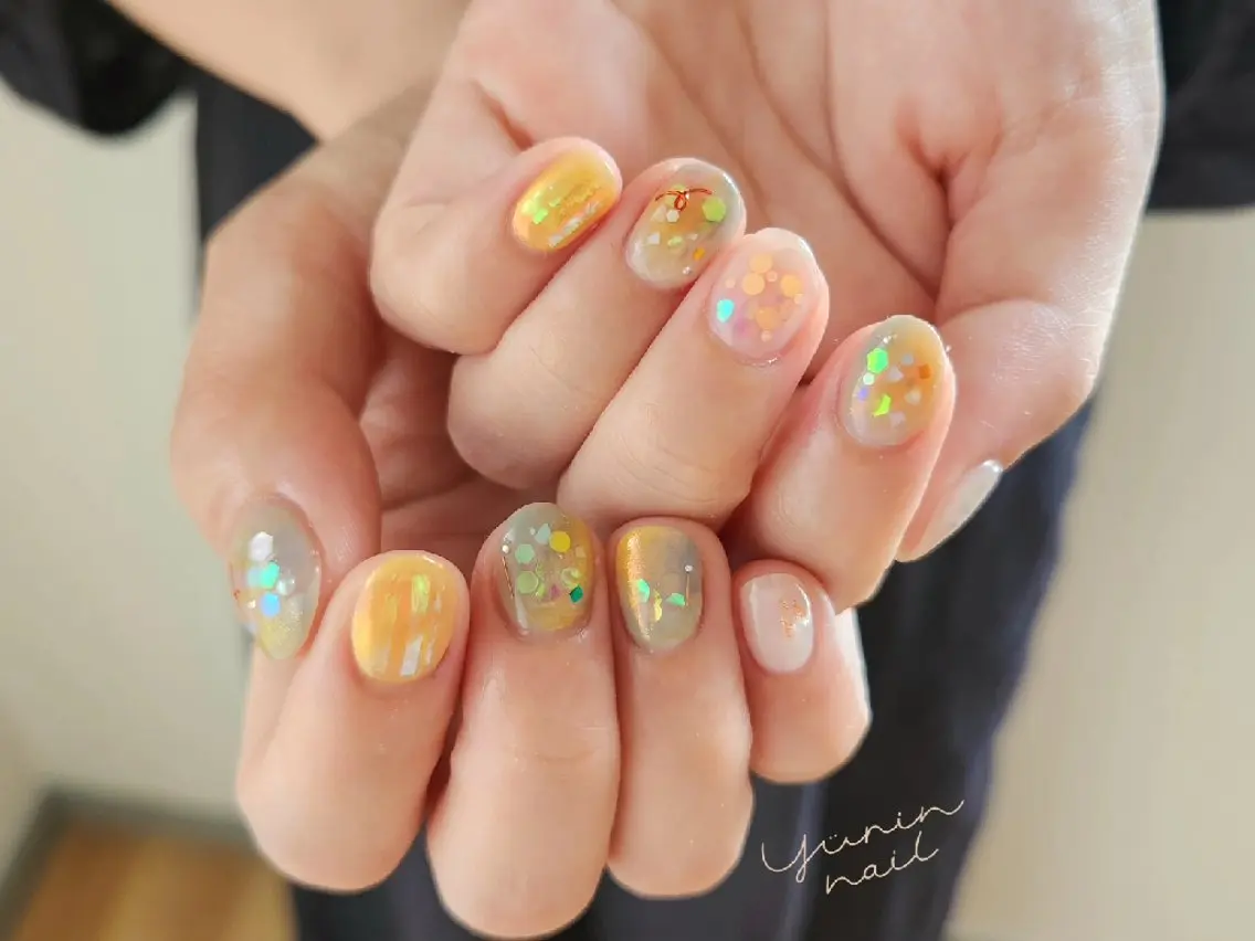 ネイル キラキラネイル ショートネイル ショートネイル専門 yurin nailのネイルデザイン