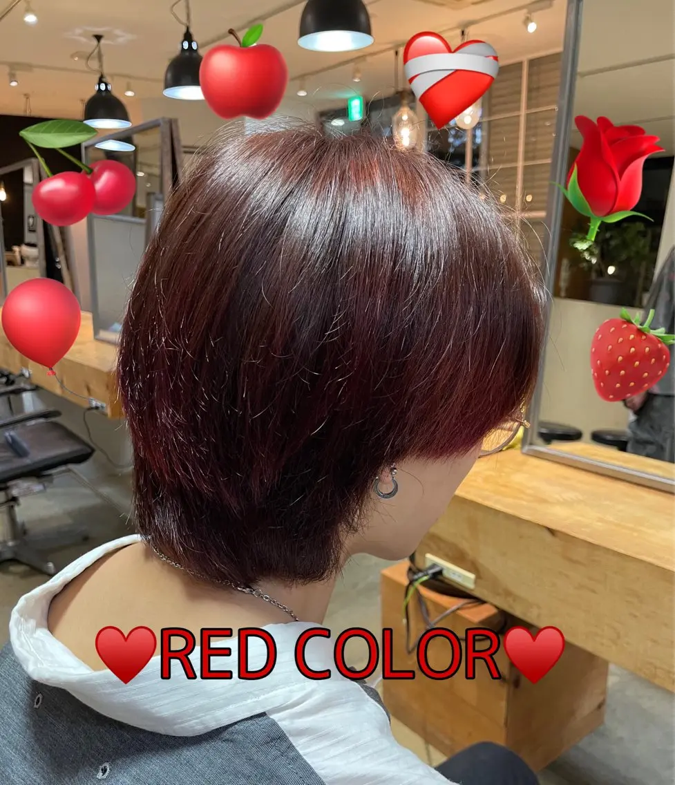ショート カラー メンズ レッドカラー ショートカット♡YU KI♡のヘアスタイル
