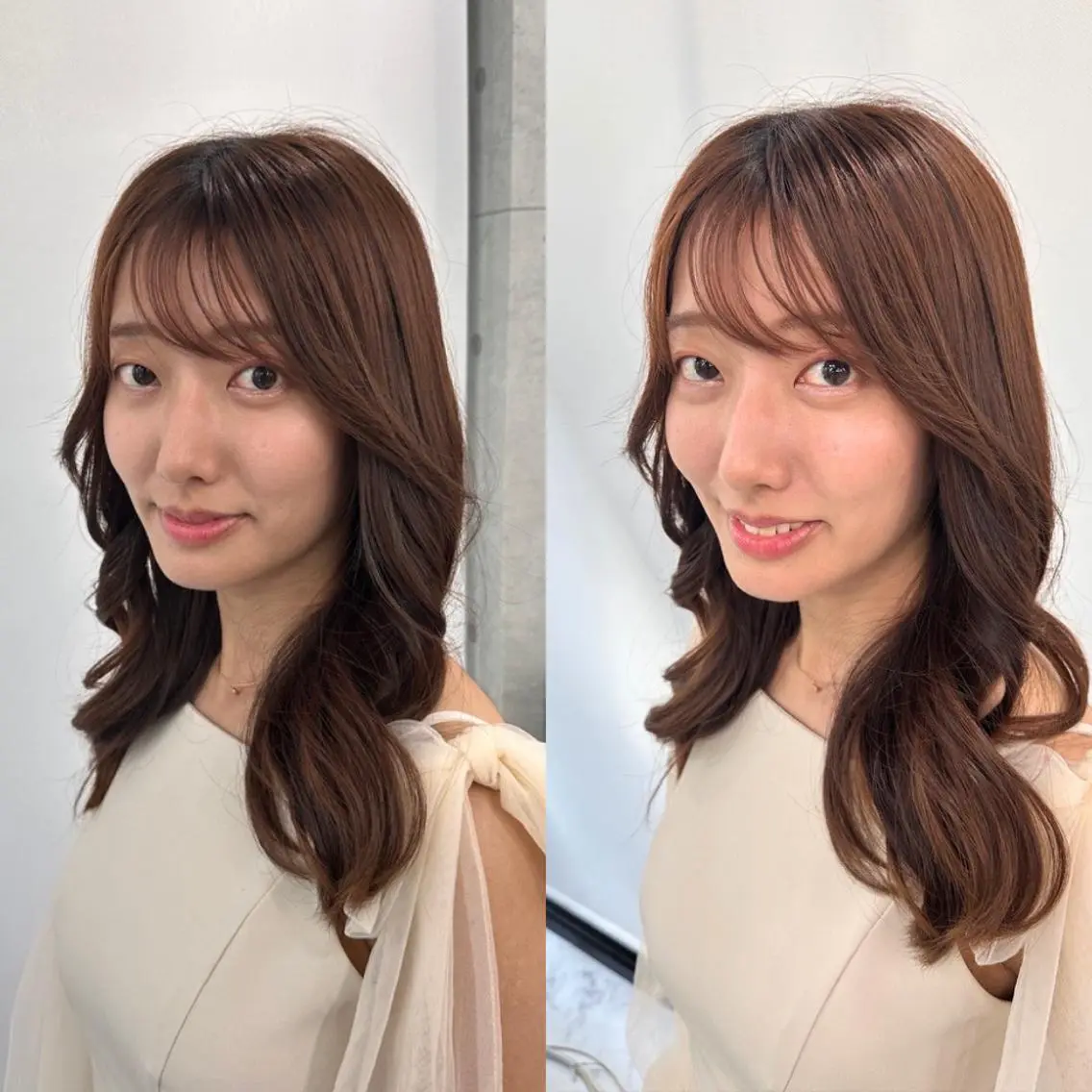 セミロング カラー パーマ ブラウンカラー チョコレートブラウン Endearing 銀座/レイヤーカットのヘアスタイル
