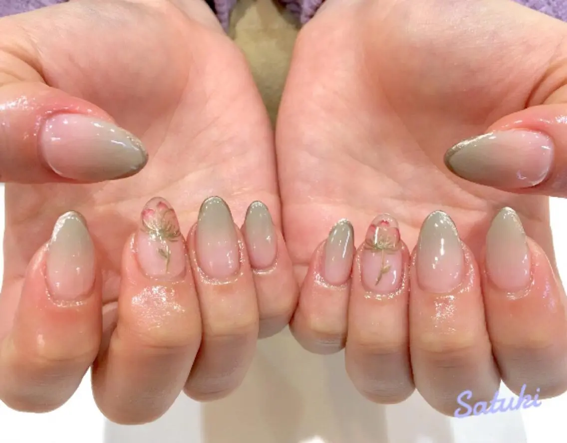 ネイル アートネイル フラワーネイル グラデーション nail salon BochiBochiのネイルデザイン