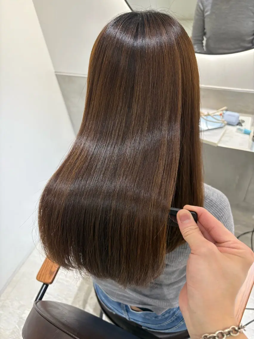 ロング カット 縮毛矯正 トリートメント 髪質改善 縮毛矯正/ レイヤー/銀座/本木のヘアスタイル