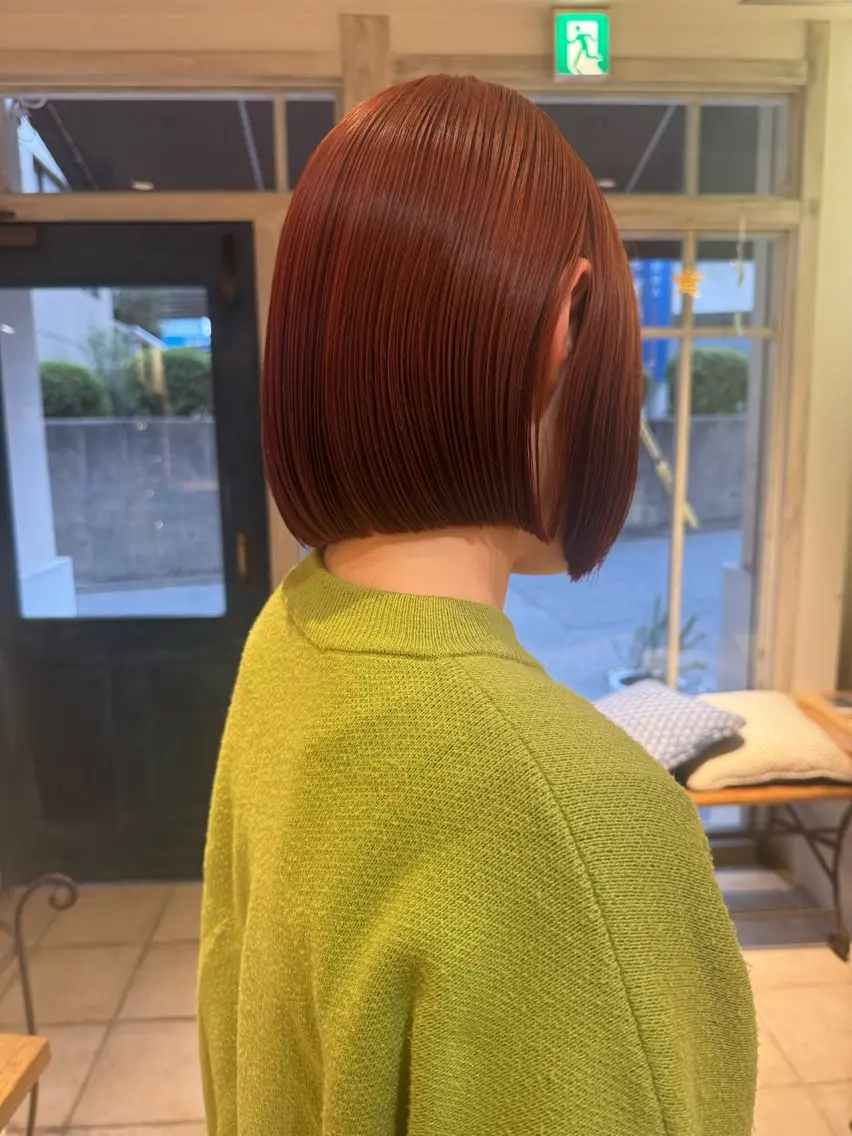 ミディアム カラー オレンジ ボブ カット ヘアカラー 今泉/kai🐇ボブ 似合わせカットのヘアスタイル