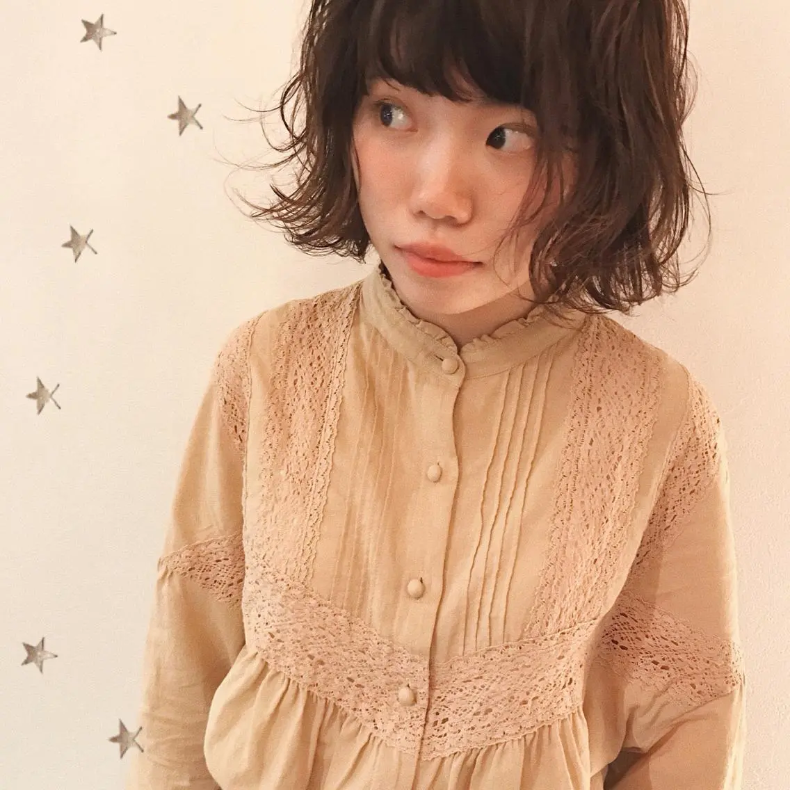 ミディアム カラー ブラウンカラー ハイライトカラー マロンブラウン ハイライト 市川 千夏のヘアスタイル