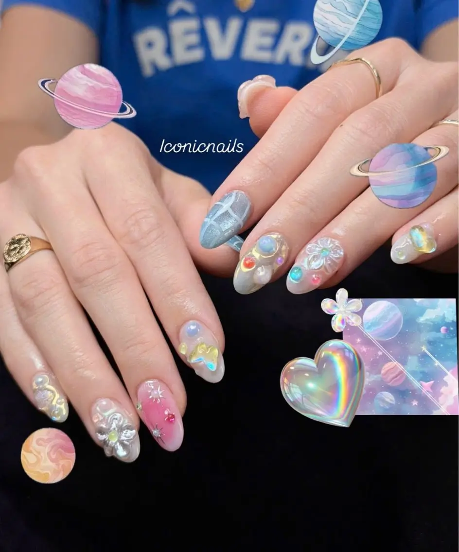 ネイル オーロラネイル フラワーネイル パステルネイル Iconic Nailのネイルデザイン