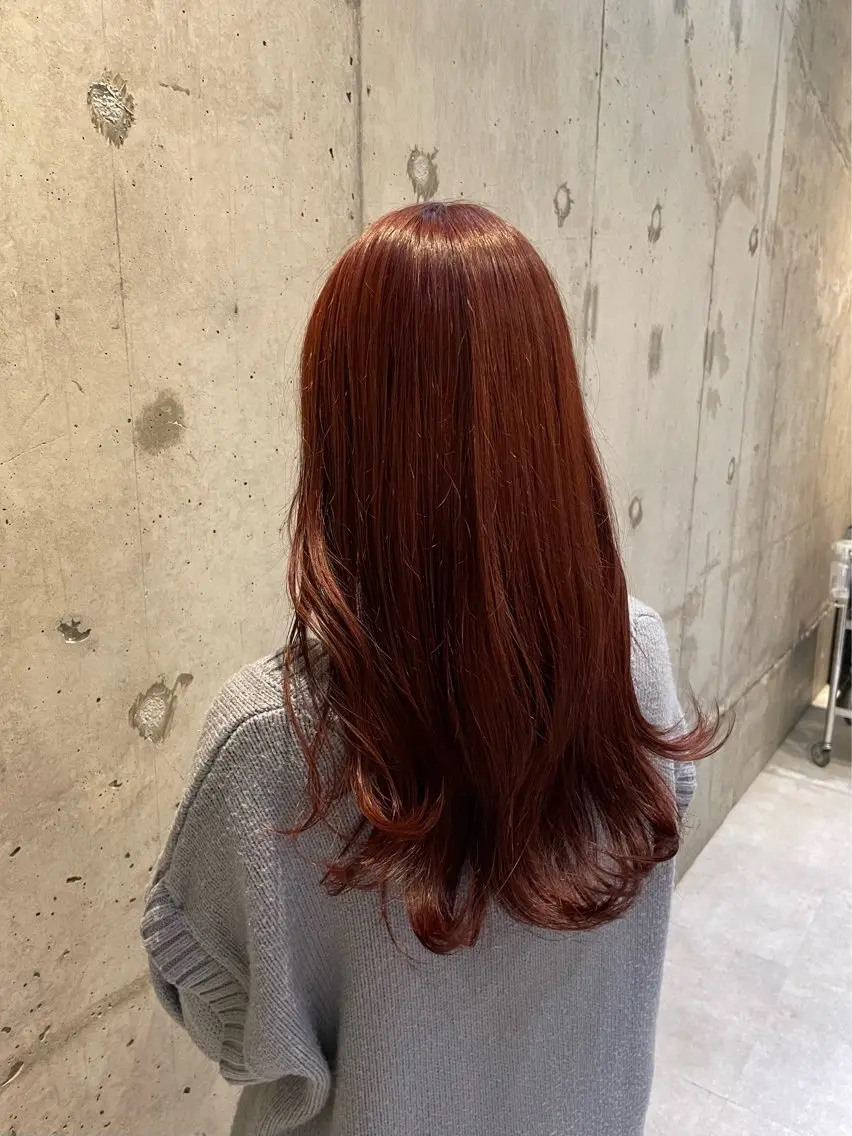 ロング オレンジブラウン 似合わせカット ヘアカラー 都築 颯太のヘアスタイル