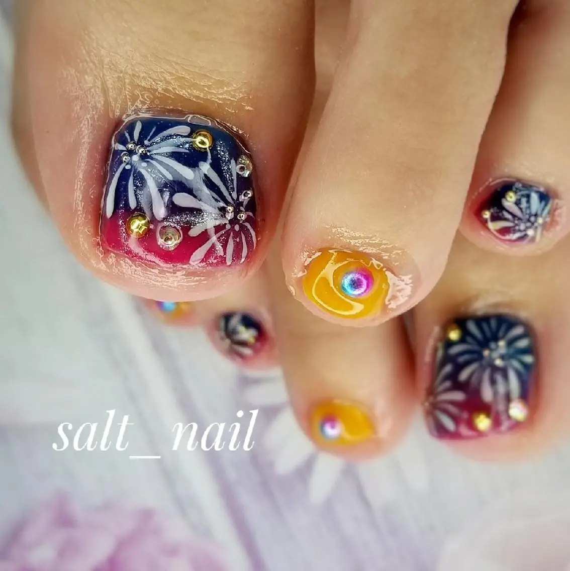 ネイル アートネイル 夏ネイル 個人サロン saltnailのネイルデザイン