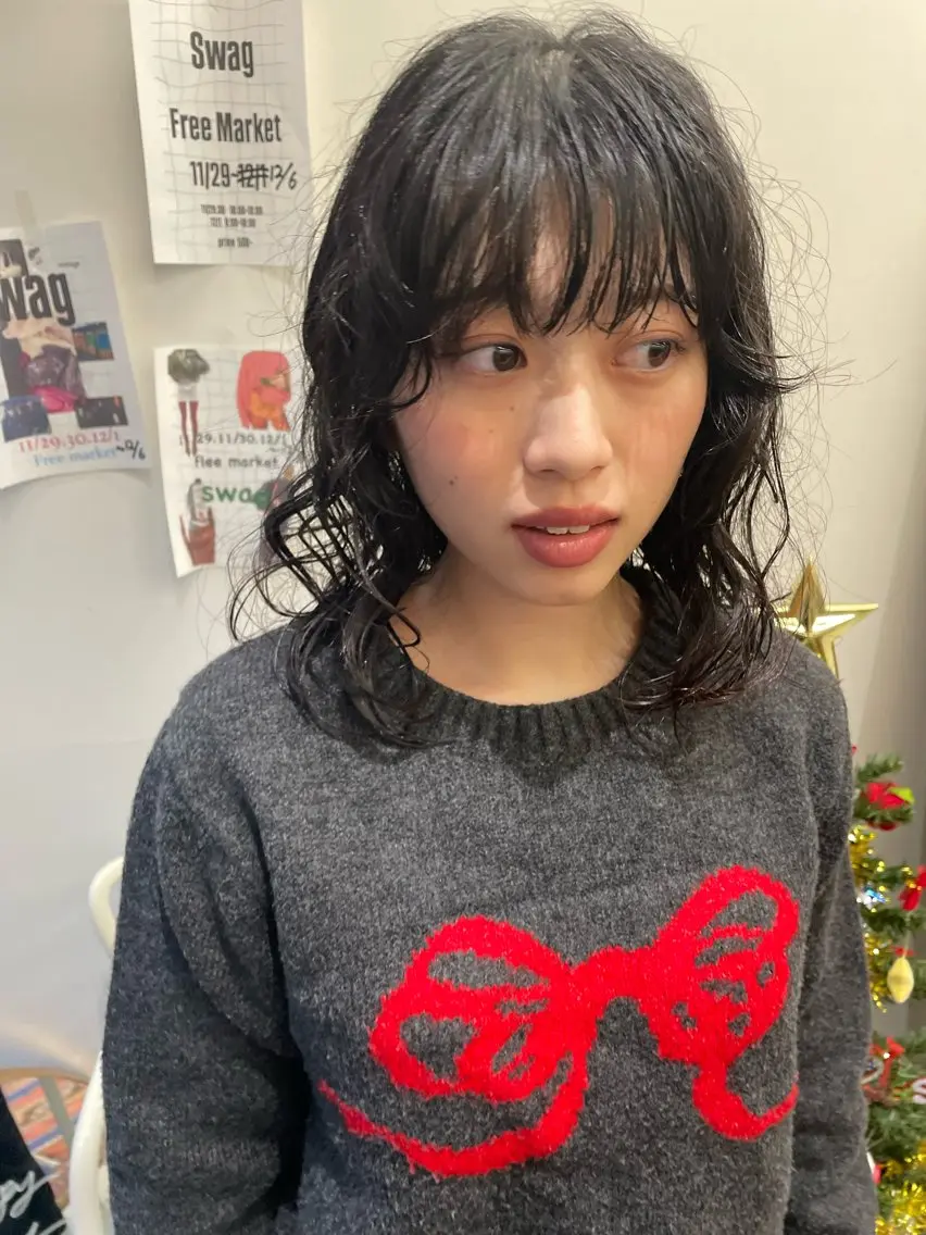 ミディアム カラー パーマ ヘアアレンジ メンズ ミディアムパーマ メンズパーマ カット パーマ トリートメント tatsumi/ボブ ウルフ/レイヤーのヘアスタイル