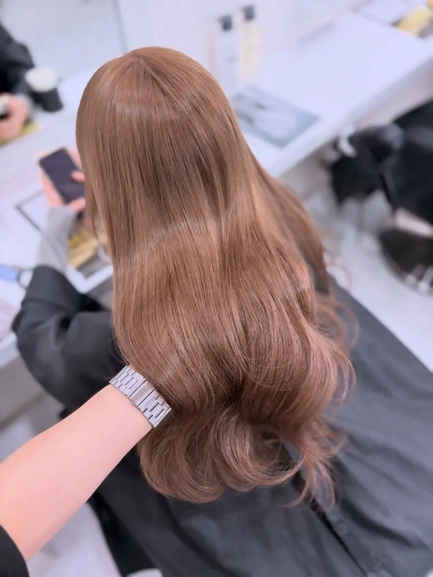 ロング カラー ヘアカラー トリートメント ヘアセット 💛ミルクティー 色落ち可愛い💛のヘアスタイル