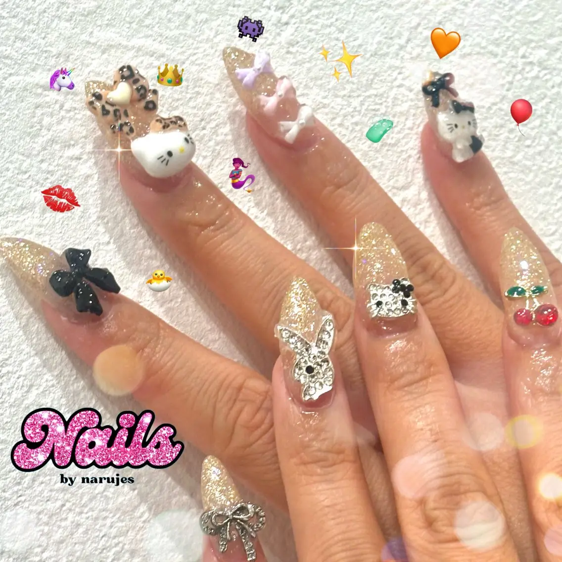 ネイル ロングネイル ギャルネイル🧸💖 narujesのネイルデザイン