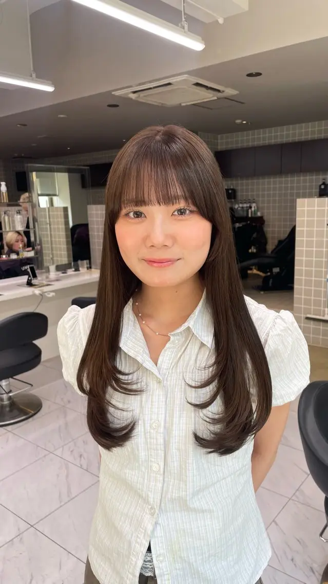 ロング ヘアカラー トリートメント ヘッドスパ 🖤韓国暗髪 |透明感カラー ゆりのヘアスタイル