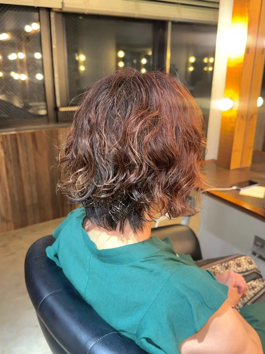 ショート パーマ ヘアアレンジ カット パーマ BEHIND THE CURTAIN りこのヘアスタイル
