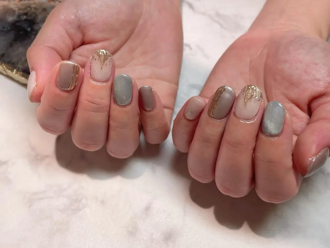 ネイル ジェルネイル キラキラネイル マグネットネイル ミラーネイル ハンドネイル Aing nail 澤瀬のネイルデザイン