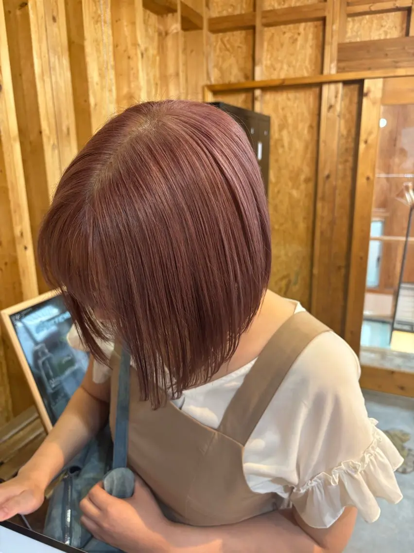 カラー ヘアカラー まろみ暖色×ボブ ×chia🕯のヘアスタイル