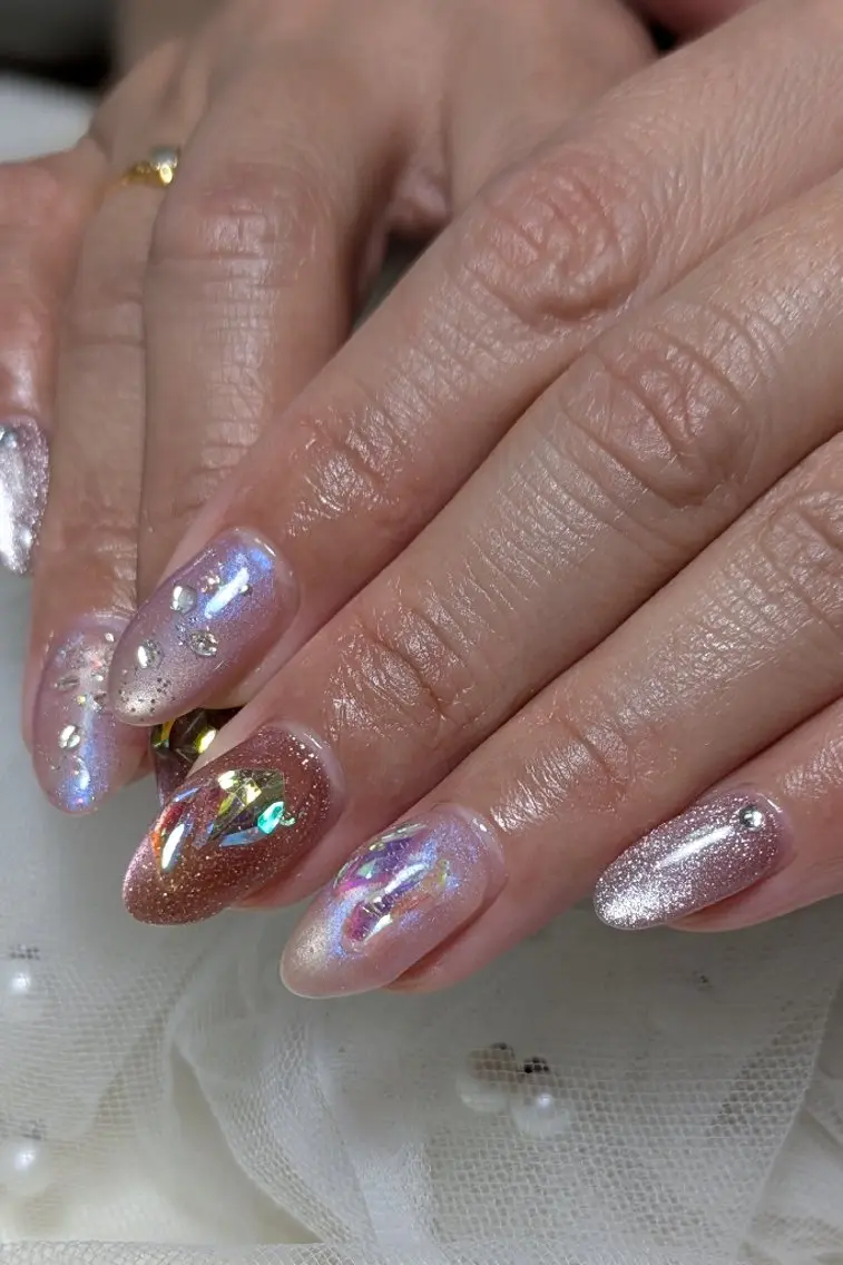 ネイル 氷ネイル・うるうるネイル シンプルネイル ハンドネイル m&pPrivate nailsalonのネイルデザイン