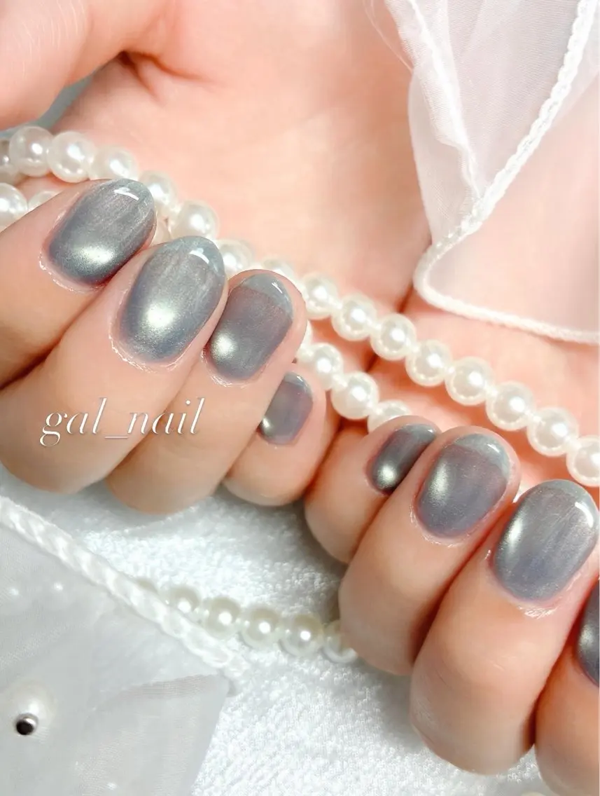 ネイル 氷ネイル・うるうるネイル マグネットネイル マグネットワンカラー ワンカラーネイル ハンドネイル GAL_NAIL Miraiのネイルデザイン