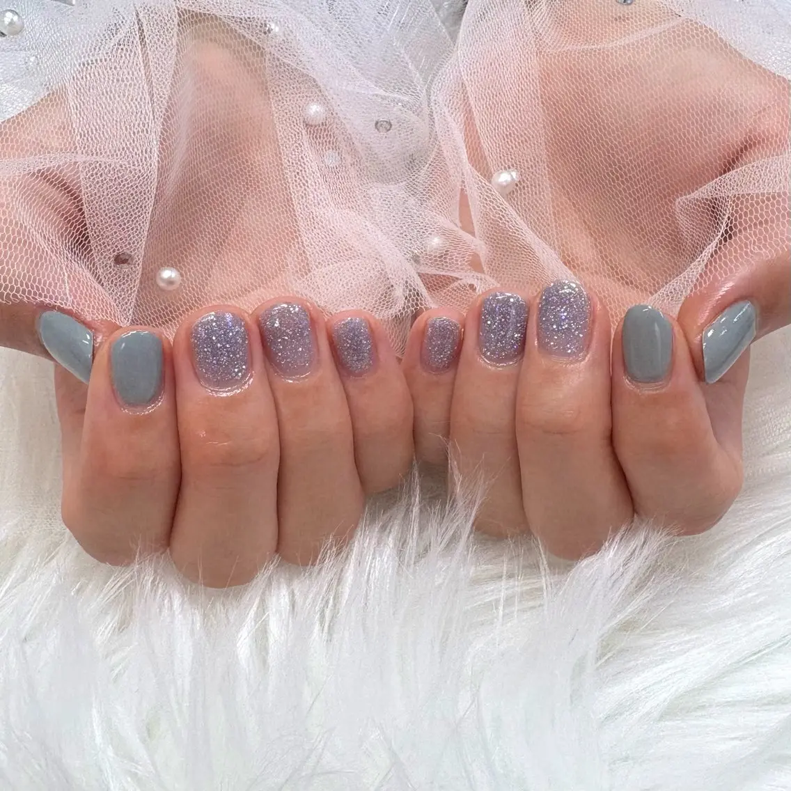 ネイル ブルー ハンドネイル SHINE nail salonのネイルデザイン