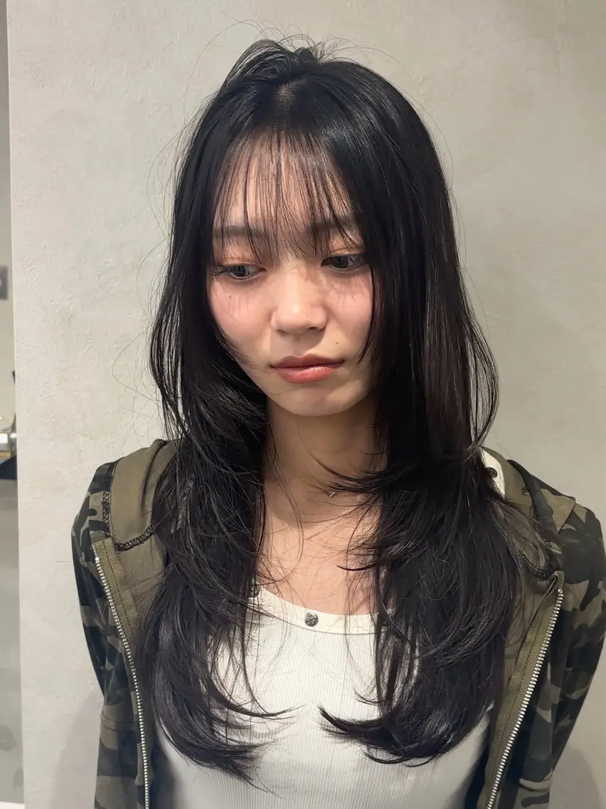ロング ハッシュカット ハイレイヤー レイヤーカット Yuta✂︎ 韓国レイヤー🪽のヘアスタイル