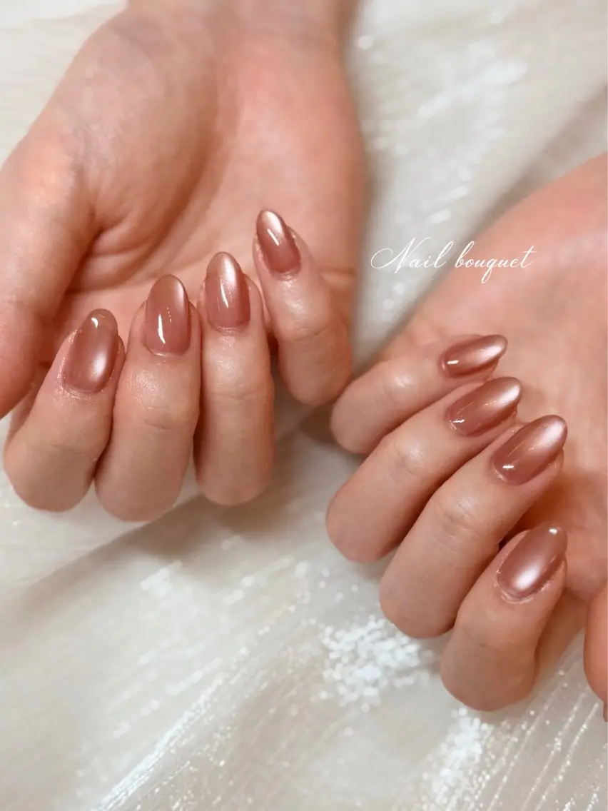 ネイル カジュアル フレンチネイル ガーリー キラキラネイル マグネットネイル ハンドネイル Nail bouquetのネイルデザイン