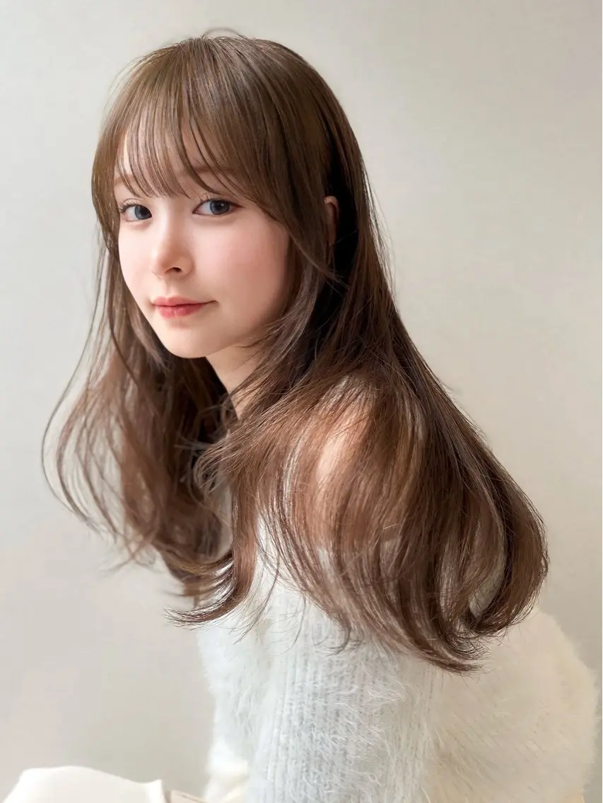 ロング 顔周りカット レイヤーカット 武藤 虎太朗のヘアスタイル