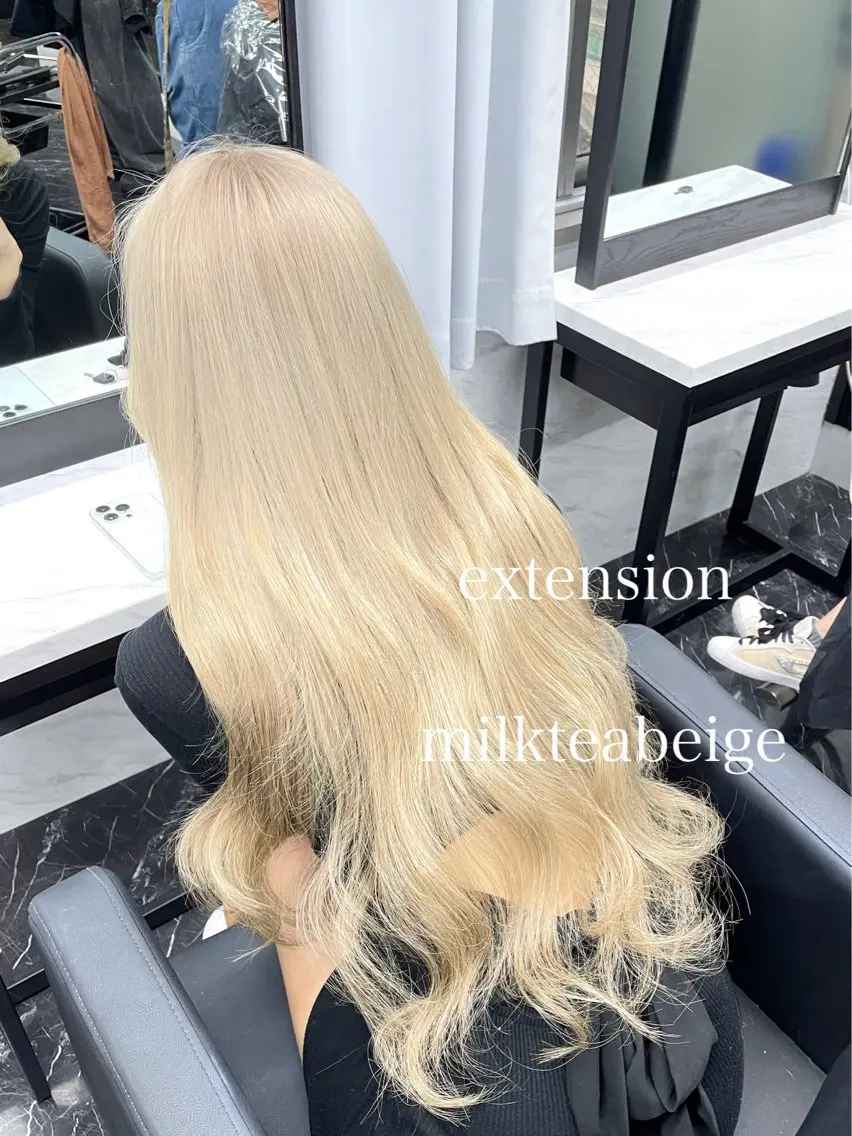 ロング カラー ブリーチ ケアブリーチ ヘアカラー エクステ エクステ🩵ブリーチ 韓国ヘア🩵KAEのヘアスタイル