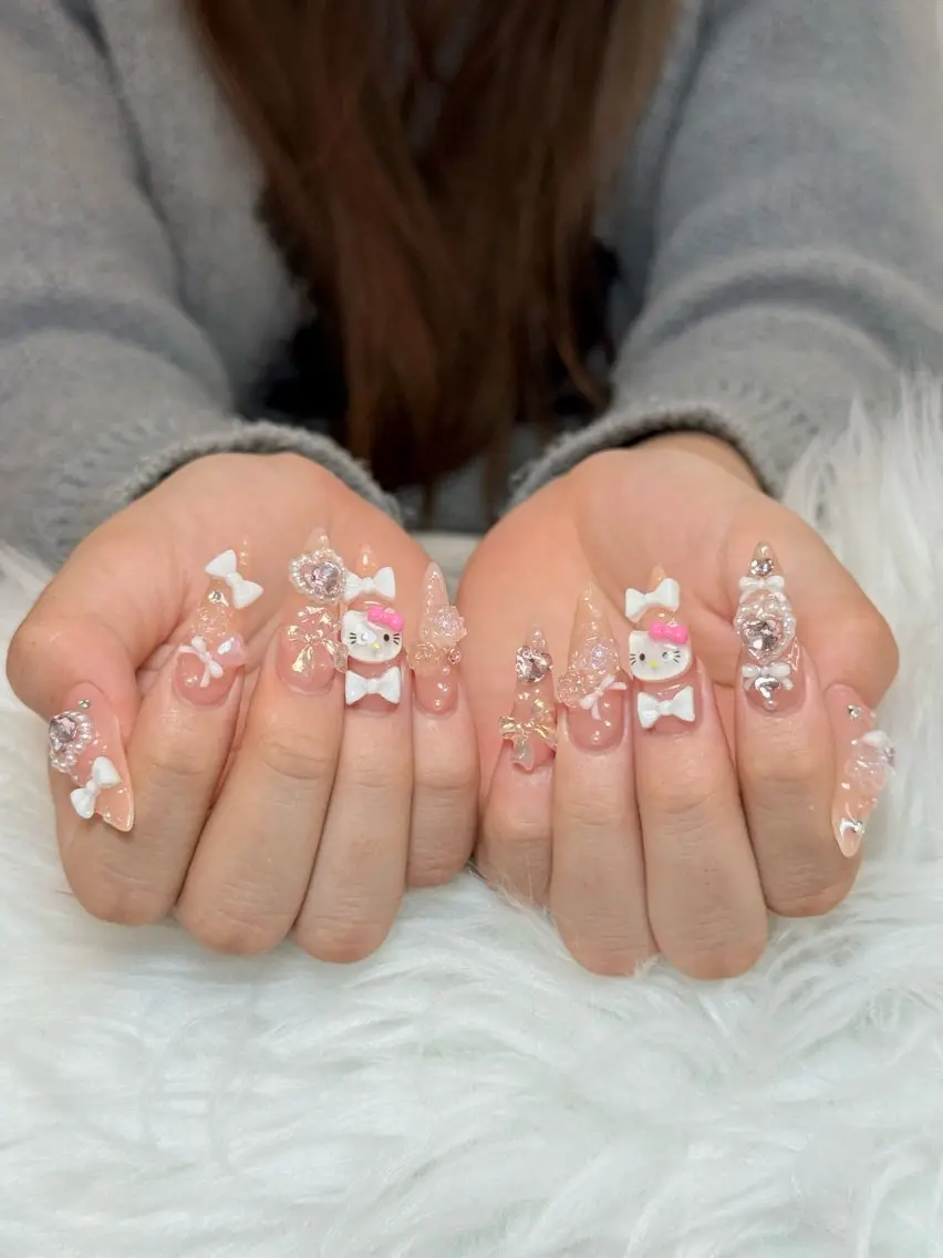 ネイル クリアネイル ドット フラッシュネイル フレンチネイル マグネットネイル ハンドネイル ハンドケア ARIA ミズキのネイルデザイン