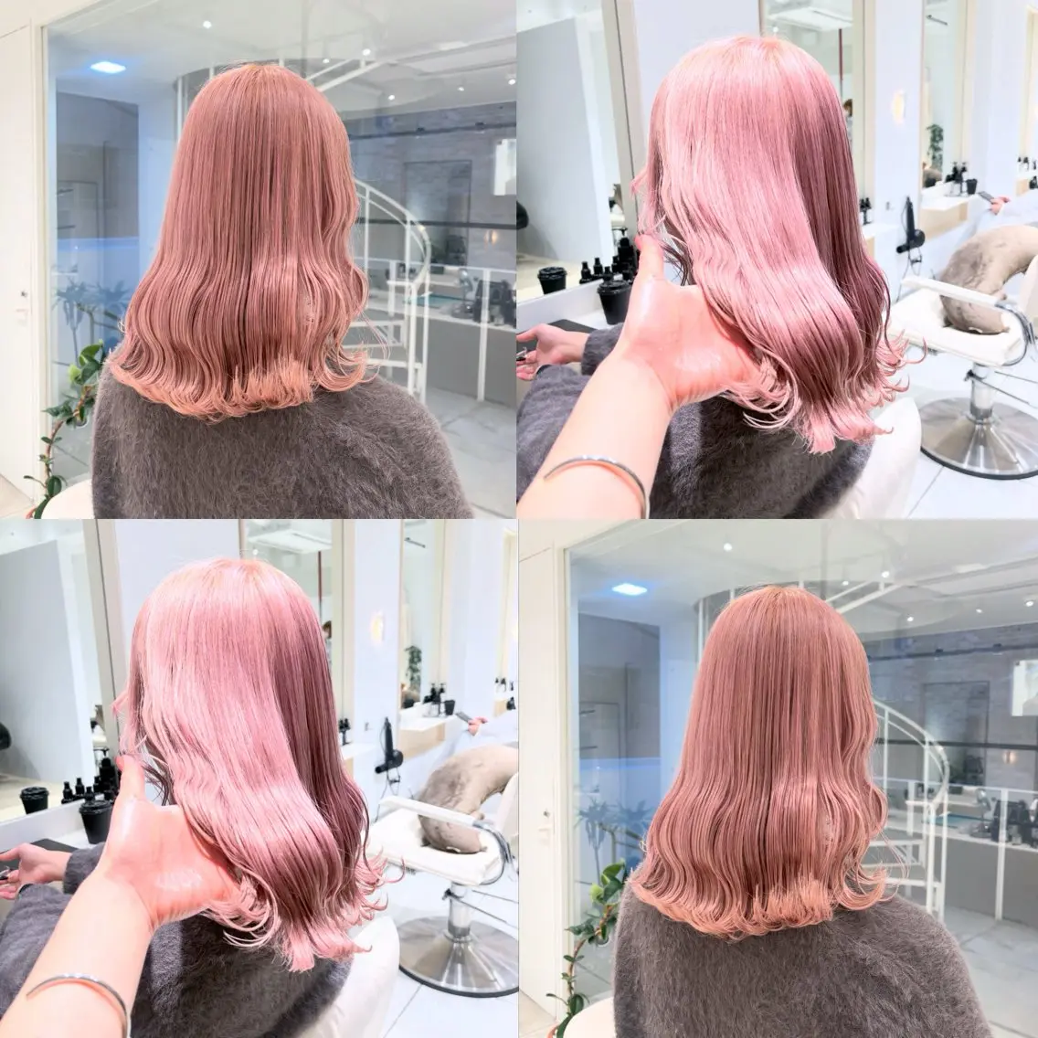 ミディアム カラー ベージュカラー ブリーチ ハイトーンカラー ピンクカラー ピンクベージュ ヘアカラー トリートメント ヘッドスパ ヘアセット カジュアルを女っぽく 𝗮𝘆𝗮𝗰𝗼のヘアスタイル