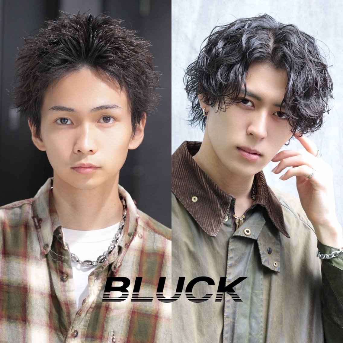ミディアム カット パーマ ヘアセット メンズ特化サロン BLUCKのヘアスタイル