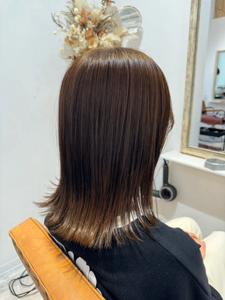 セミロング カラー 赤み無し柔らかカラー 【梅田】madokaのヘアスタイル