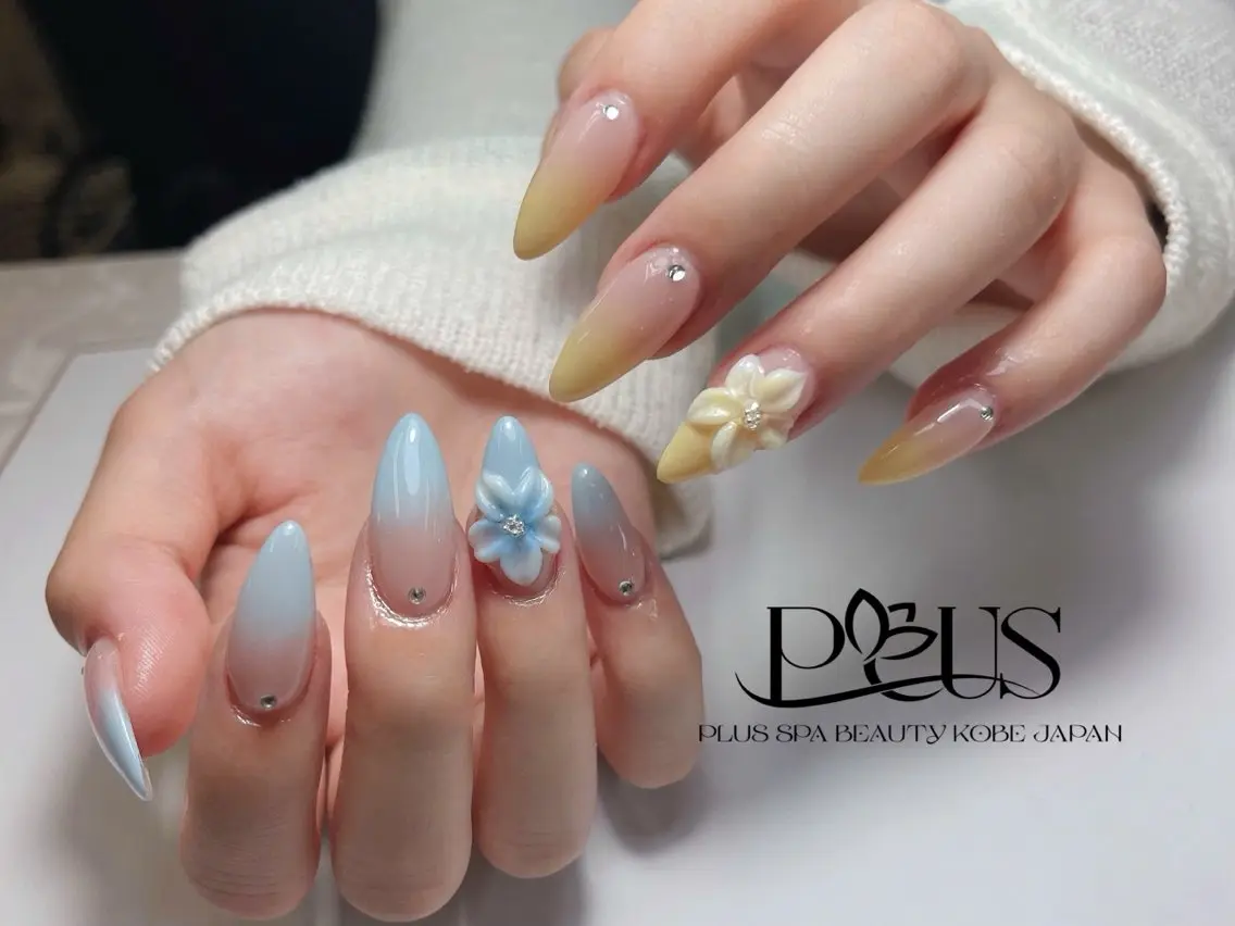 ネイル ジェルネイル ガーリー キラキラネイル 韓国ネイル 持ち込み ハンドネイル PLUSSPA ANHのネイルデザイン