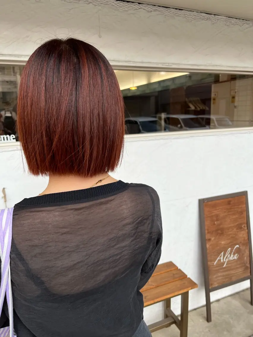 ミディアム 切りっぱなしボブ ボブ カット 正分 真美のヘアスタイル
