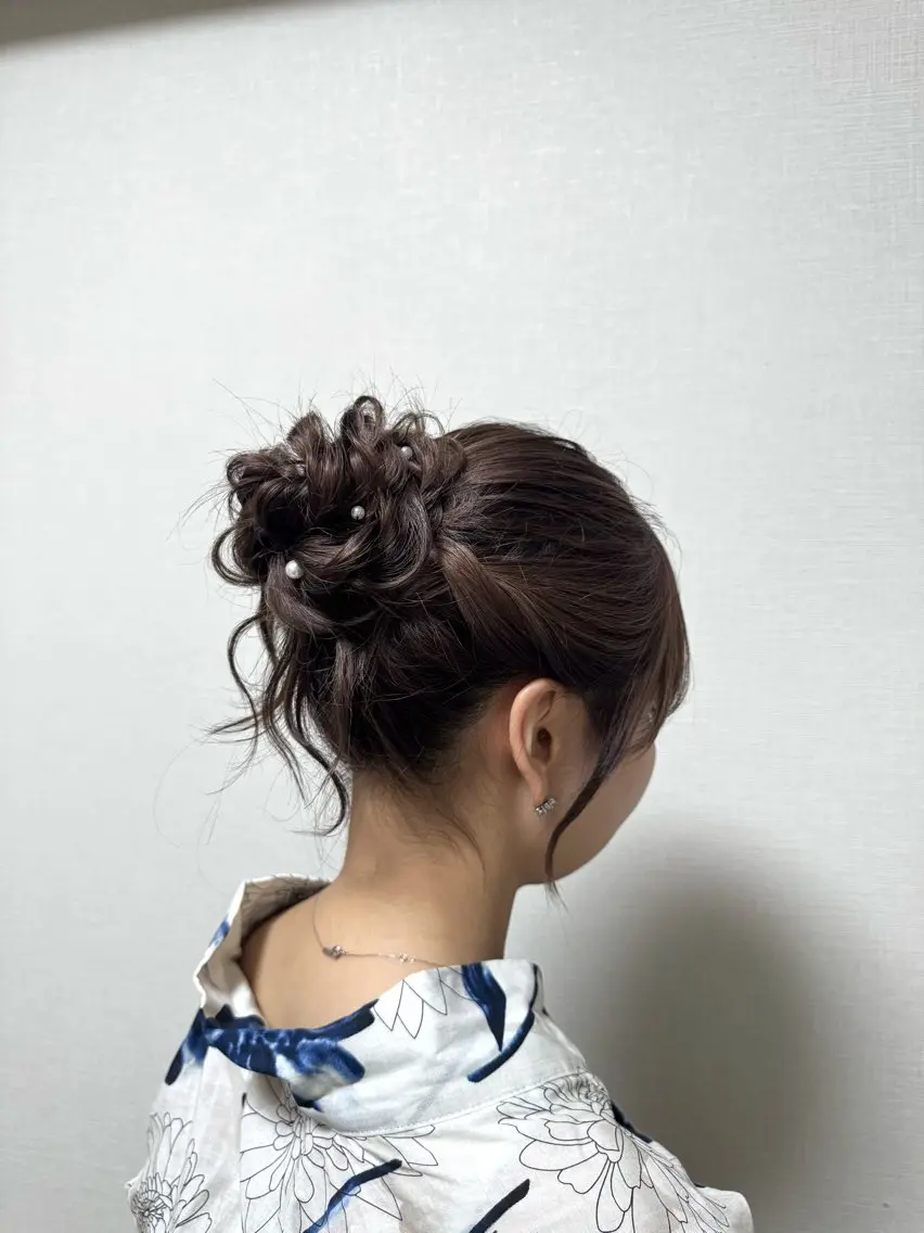 セミロング ヘアアレンジ 浴衣 あゆみ/中津 /透明感カラーのヘアスタイル