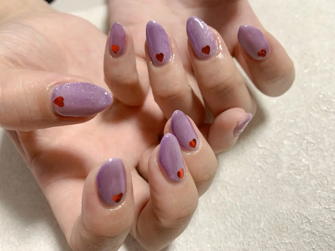 ネイル ジェルネイル ハート ホログラムネイル マグネットネイル メンズネイル kiki nail たまプラーザのネイルデザイン