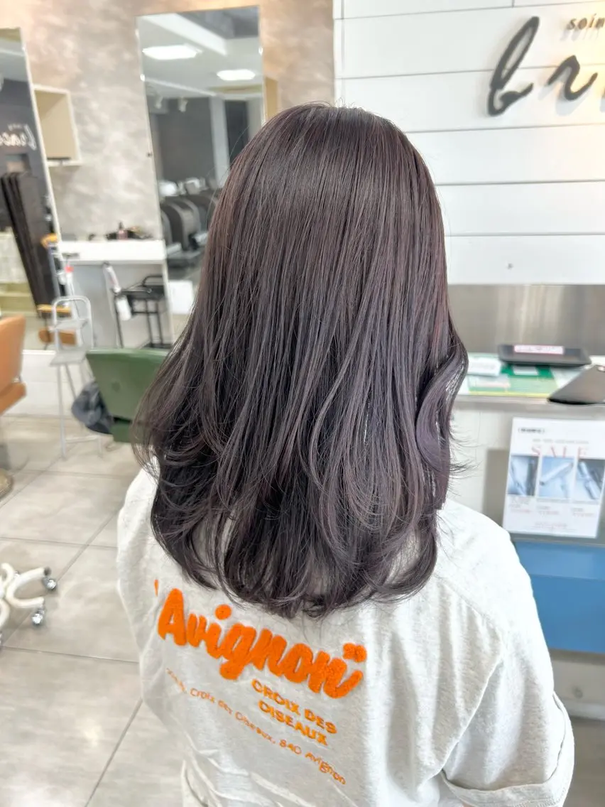 ミディアム パープルカラー カット ヘアカラー 🫧艶髪カラー🫧 森本くるみのヘアスタイル