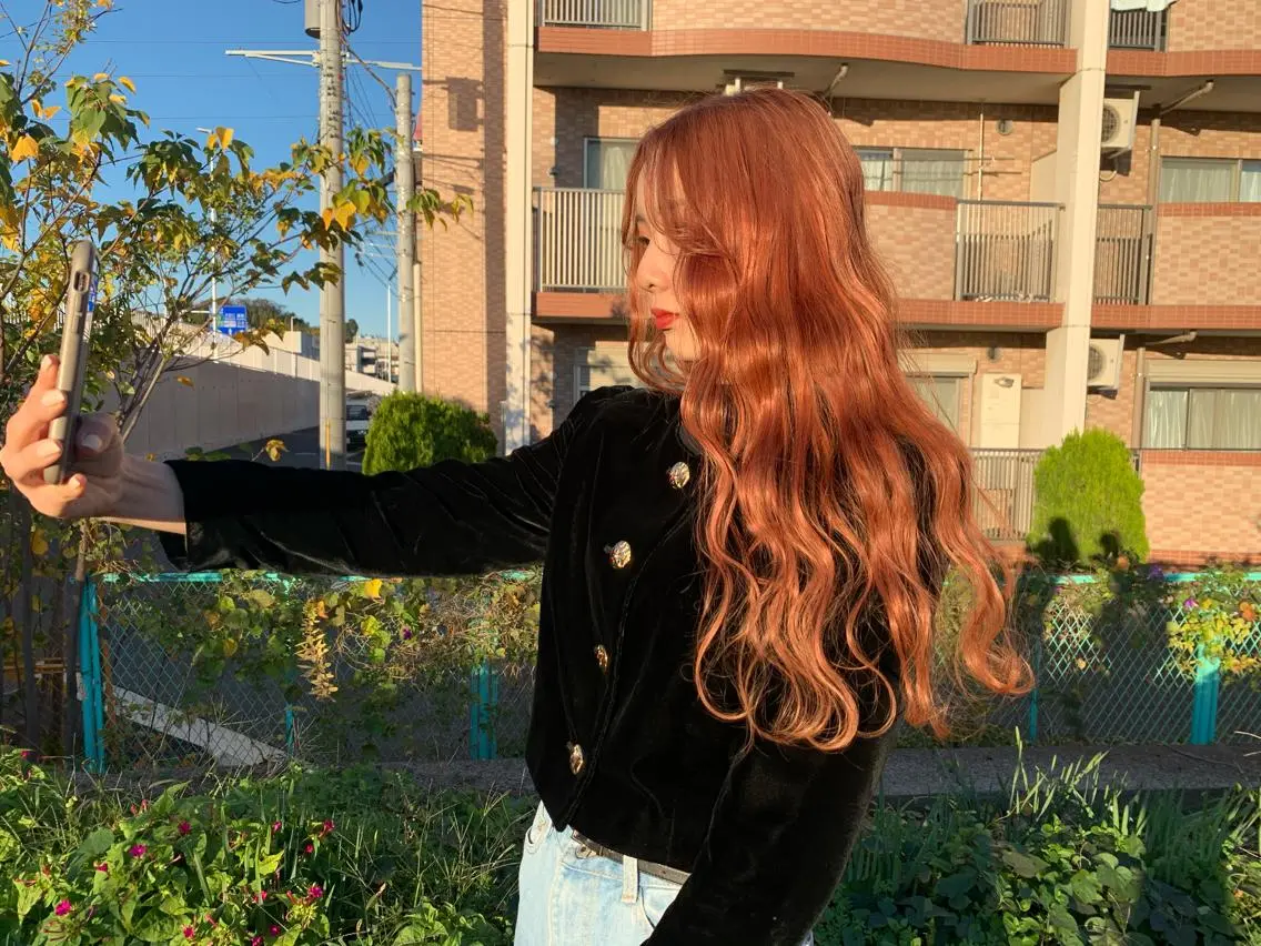 ロング カラー ヘアアレンジ オレンジ 韓国風ヘア 🌿美髪縮毛矯正 のプロ安川🌿のヘアスタイル