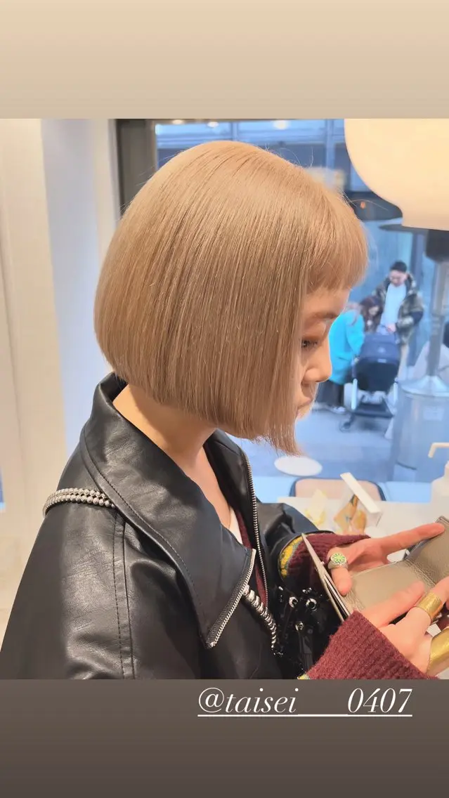 ショート カラー ベージュカラー ブリーチ ケアブリーチ ミルクティーベージュ 💎透明感カラー特化 💎TAISEIのヘアスタイル