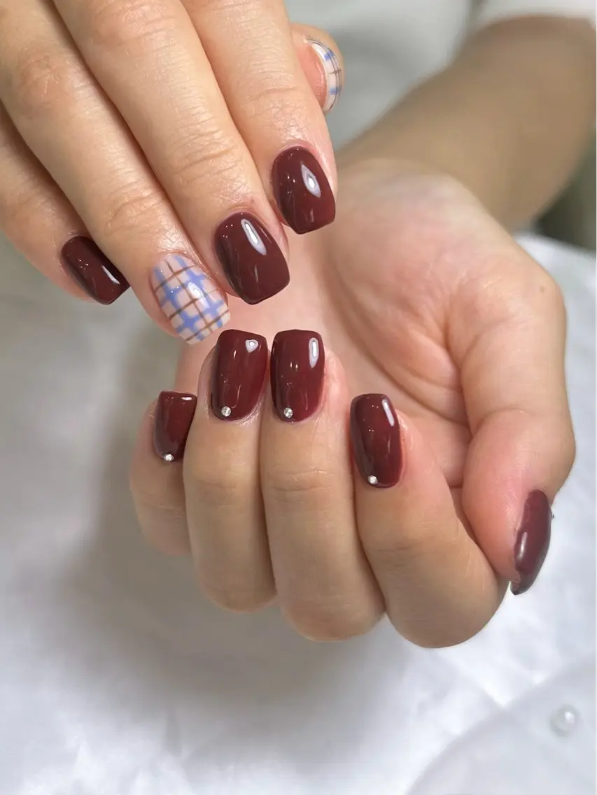 ネイル アートネイル ボルドー ハンドネイル Monart -deux- もえのネイルデザイン