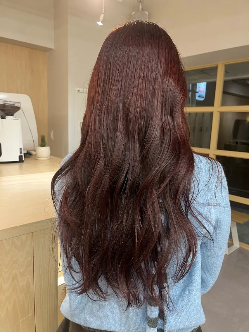 カラー レッドカラー ヘアカラー ひな‪‪︎/暖色 柔color🌷のヘアスタイル
