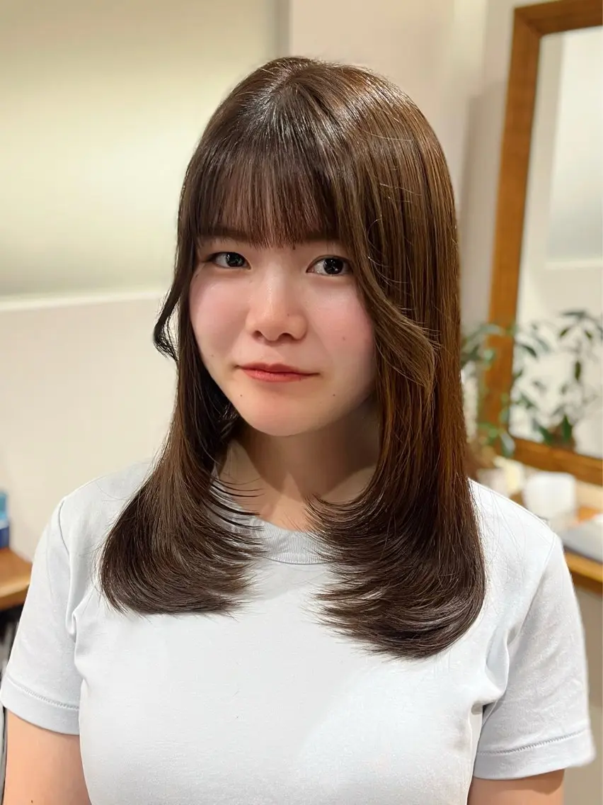 ミディアム ミディアムレイヤー 顔周りカット レイヤーカット カット 🎀仙台/レイヤー /暖色/ありさ🎀のヘアスタイル