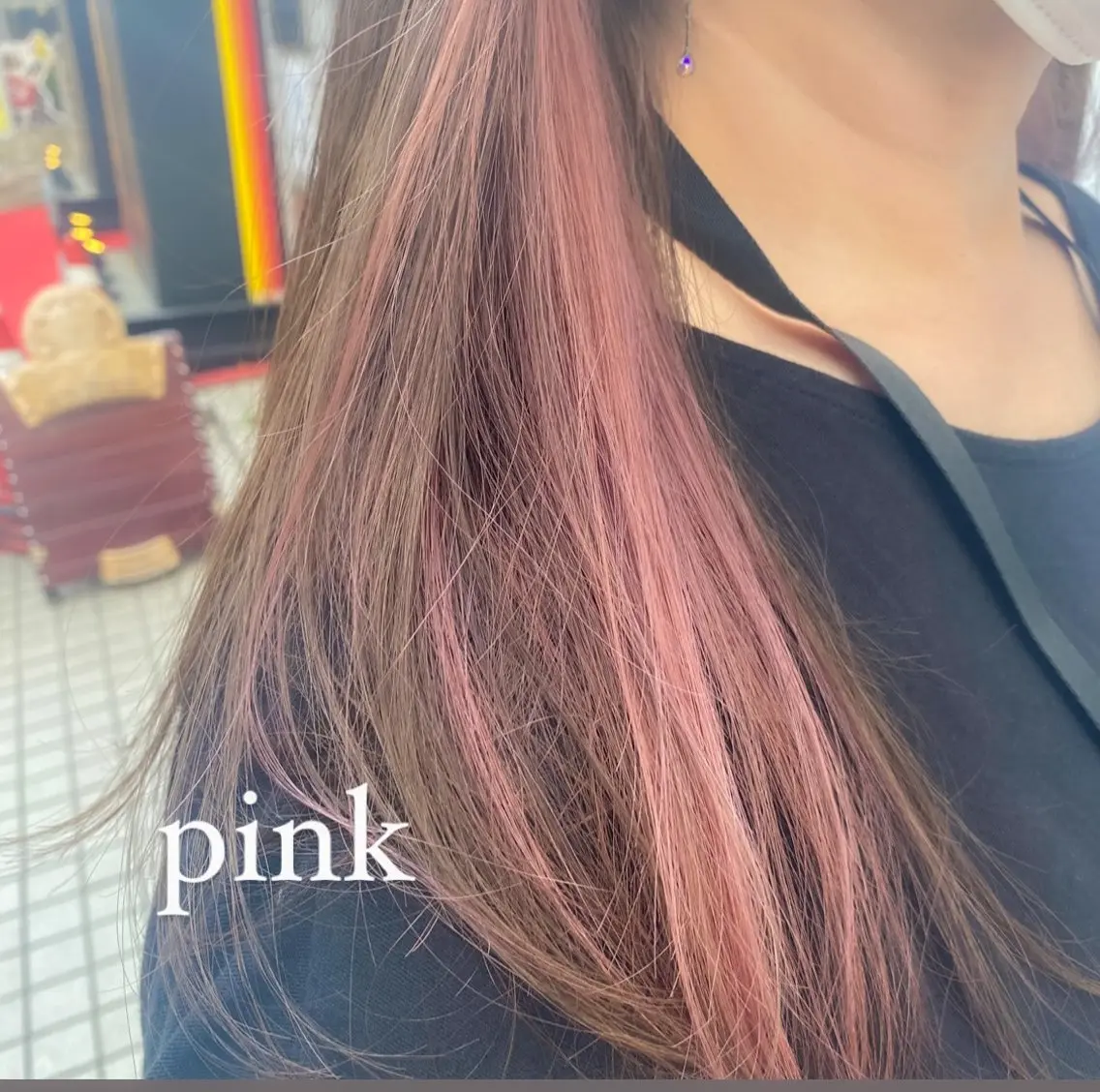 ロング カラー ブリーチ ピンクカラー 1日空き◎艶髪 misatoのヘアスタイル