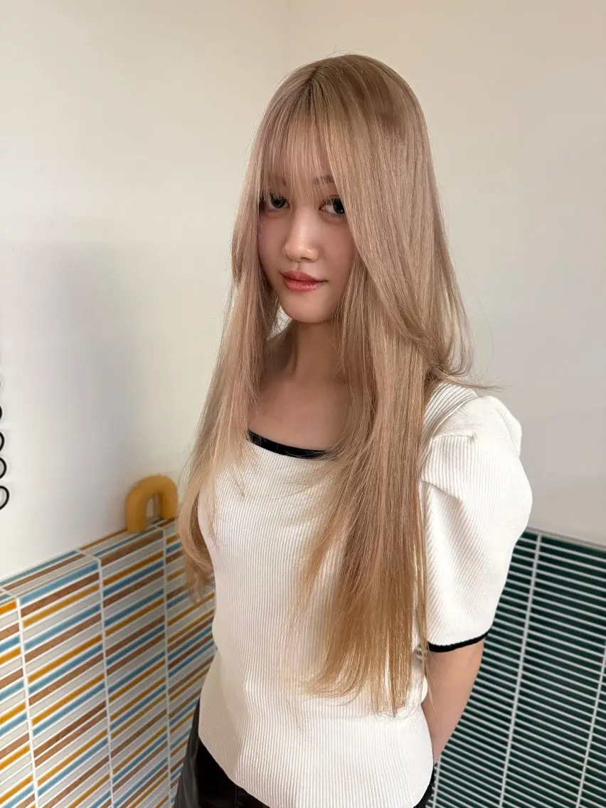 人気No.1💖ミニモ限定ブリーチカラー❤️リタッチOK🐈ミルクティ/ベージュカラー/暖色カラーの写真