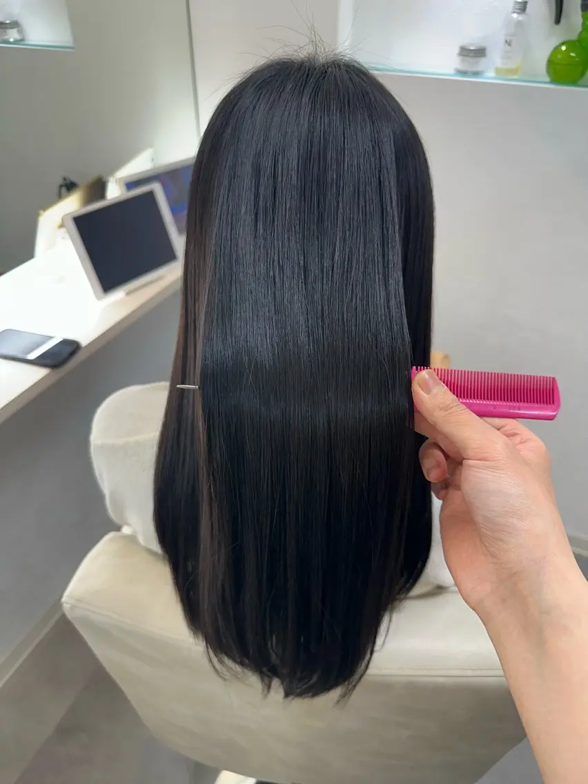 ロング 縮毛矯正 縮毛矯正 トリートメント 甲斐 飛鳥のヘアスタイル