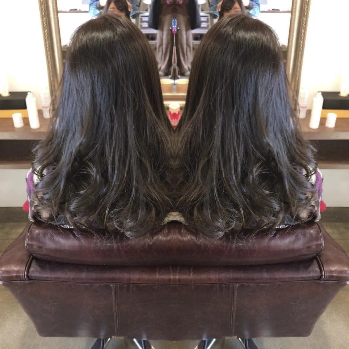セミロング カラー レイヤーカット匠 イソザキノリユキのヘアスタイル